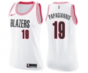 Women's Nike Portland Trail Blazers #19 Georgios Papagiannis Swingman White Pink Fashion NBA Jersey