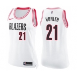 Women's Nike Portland Trail Blazers #21 Noah Vonleh Swingman White Pink Fashion NBA Jersey