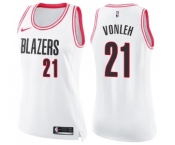 Women's Nike Portland Trail Blazers #21 Noah Vonleh Swingman White Pink Fashion NBA Jersey