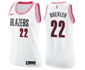 Women's Nike Portland Trail Blazers #22 Clyde Drexler Swingman White Pink Fashion NBA Jersey