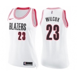 Women's Nike Portland Trail Blazers #23 C.J. Wilcox Swingman White Pink Fashion NBA Jersey