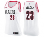 Women's Nike Portland Trail Blazers #23 C.J. Wilcox Swingman White Pink Fashion NBA Jersey