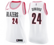 Women's Nike Portland Trail Blazers #24 Anfernee Simons Swingman White Pink Fashion NBA Jersey