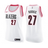 Women's Nike Portland Trail Blazers #27 Jusuf Nurkic Swingman White Pink Fashion NBA Jersey