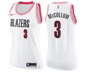 Women's Nike Portland Trail Blazers #3 C.J. McCollum Swingman White Pink Fashion NBA Jersey