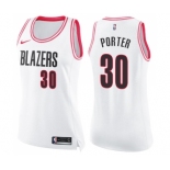 Women's Nike Portland Trail Blazers #30 Terry Porter Swingman White Pink Fashion NBA Jersey