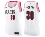 Women's Nike Portland Trail Blazers #30 Terry Porter Swingman White Pink Fashion NBA Jersey