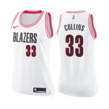 Women's Nike Portland Trail Blazers #33 Zach Collins Swingman White Pink Fashion NBA Jersey