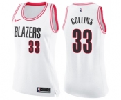 Women's Nike Portland Trail Blazers #33 Zach Collins Swingman White Pink Fashion NBA Jersey