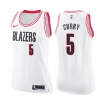 Women's Nike Portland Trail Blazers #5 Seth Curry Swingman White Pink Fashion NBA Jersey