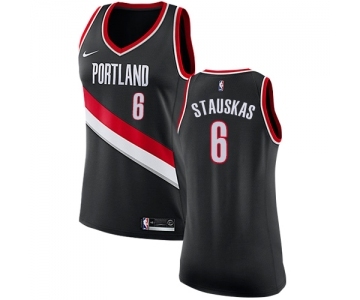 Women's Nike Portland Trail Blazers #6 Nik Stauskas Swingman Black NBA Jersey - Icon Edition