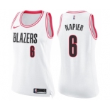 Women's Nike Portland Trail Blazers #6 Shabazz Napier Swingman White Pink Fashion NBA Jersey