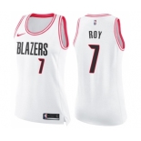 Women's Nike Portland Trail Blazers #7 Brandon Roy Swingman White Pink Fashion NBA Jersey