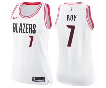 Women's Nike Portland Trail Blazers #7 Brandon Roy Swingman White Pink Fashion NBA Jersey