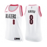 Women's Nike Portland Trail Blazers #8 Al-Farouq Aminu Swingman White Pink Fashion NBA Jersey