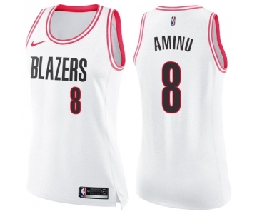 Women's Nike Portland Trail Blazers #8 Al-Farouq Aminu Swingman White Pink Fashion NBA Jersey