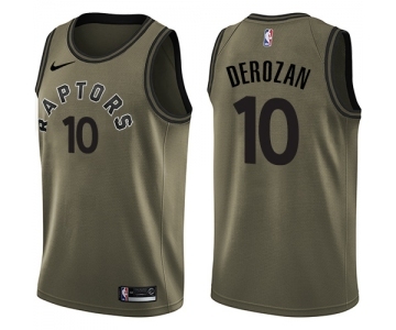 Youth Nike Toronto Raptors #10 DeMar DeRozan Swingman Green Salute to Service NBA Jersey