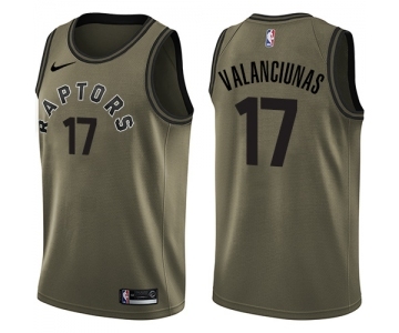 Youth Nike Toronto Raptors #17 Jonas Valanciunas Swingman Green Salute to Service NBA Jersey