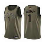 Youth Toronto Raptors #1 Tracy Mcgrady Swingman Green Salute to Service 2019 Basketball Finals Bound Jersey