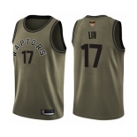 Youth Toronto Raptors #17 Jeremy Lin Swingman Green Salute to Service 2019 Basketball Finals Bound Jersey