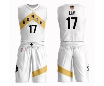 Youth Toronto Raptors #17 Jeremy Lin Swingman White 2019 Basketball Finals Bound Suit Jersey - City Edition