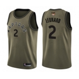 Youth Toronto Raptors #2 Kawhi Leonard Swingman Green Salute to Service 2019 Basketball Finals Bound Jersey