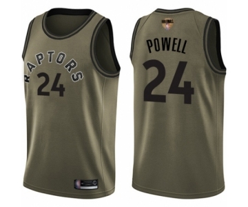 Youth Toronto Raptors #24 Norman Powell Swingman Green Salute to Service 2019 Basketball Finals Bound Jersey