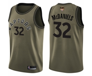 Youth Toronto Raptors #32 KJ McDaniels Swingman Green Salute to Service 2019 Basketball Finals Bound Jersey