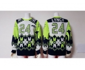 Nike Seattle Seahawks #24 Marshawn Lynch green Men's Ugly Sweater