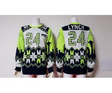 Nike Seattle Seahawks #24 Marshawn Lynch green Men's Ugly Sweater