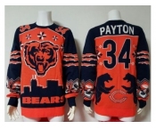 Nike Chicago Bears #34 Walter Payton Orange Navy Blue Men's Ugly Sweater