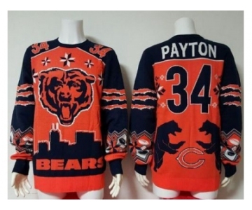 Nike Chicago Bears #34 Walter Payton Orange Navy Blue Men's Ugly Sweater