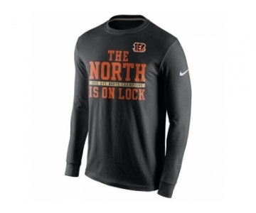 Men's Cincinnati Bengals Nike Black 2015 AFC North Division Champions Long Sleeves T-Shirt