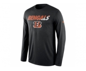 Men's Cincinnati Bengals Nike Black Legend Staff Practice Long Sleeves Performance T-Shirt