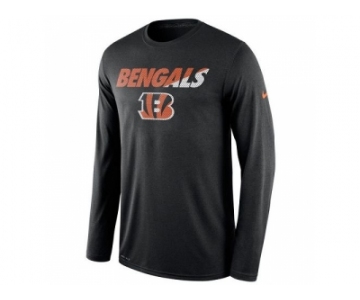 Men's Cincinnati Bengals Nike Black Legend Staff Practice Long Sleeves Performance T-Shirt