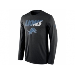 Men's Detroit Lions Nike Black Legend Staff Practice Long Sleeves Performance T-Shirt