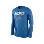 Men's Detroit Lions Nike Blue Legend Staff Practice Long Sleeve Performance T-Shirt