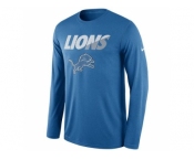 Men's Detroit Lions Nike Blue Legend Staff Practice Long Sleeve Performance T-Shirt