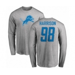 NFL Nike Detroit Lions #98 Damon Harrison Ash Name & Number Logo Long Sleeve T-Shirt