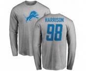 NFL Nike Detroit Lions #98 Damon Harrison Ash Name & Number Logo Long Sleeve T-Shirt