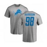 NFL Nike Detroit Lions #98 Damon Harrison Ash Name & Number Logo T-Shirt