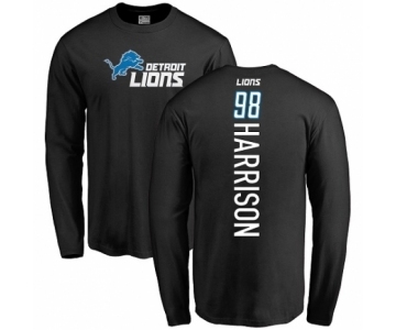 NFL Nike Detroit Lions #98 Damon Harrison Black Backer Long Sleeve T-Shirt