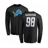 NFL Nike Detroit Lions #98 Damon Harrison Black Name & Number Logo Long Sleeve T-Shirt