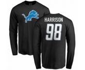 NFL Nike Detroit Lions #98 Damon Harrison Black Name & Number Logo Long Sleeve T-Shirt