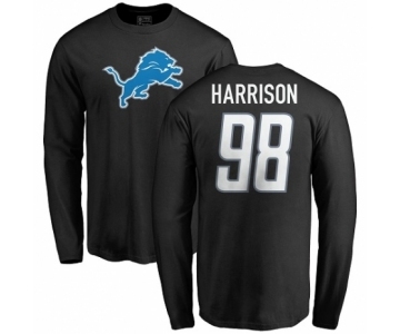 NFL Nike Detroit Lions #98 Damon Harrison Black Name & Number Logo Long Sleeve T-Shirt