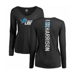 NFL Women's Nike Detroit Lions #98 Damon Harrison Black Backer Long Sleeve T-Shirt