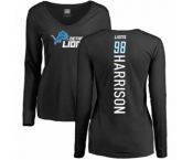 NFL Women's Nike Detroit Lions #98 Damon Harrison Black Backer Long Sleeve T-Shirt