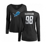 NFL Women's Nike Detroit Lions #98 Damon Harrison Black Name & Number Logo Long Sleeve T-Shirt