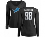 NFL Women's Nike Detroit Lions #98 Damon Harrison Black Name & Number Logo Long Sleeve T-Shirt