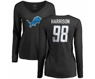 NFL Women's Nike Detroit Lions #98 Damon Harrison Black Name & Number Logo Long Sleeve T-Shirt